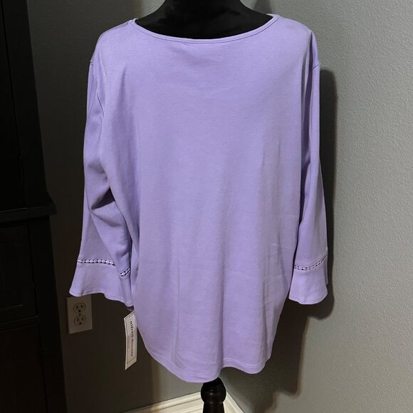 Alfred Dunner Blouse XL Embroidered Floral Top Wisteria Lane Purple NWT Classic - Picture 8 of 9